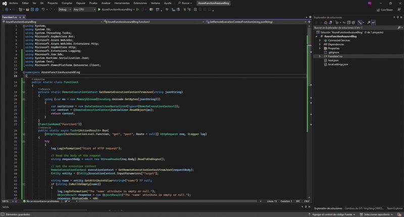 Azure Function integration with Dataverse | blog - Axazure