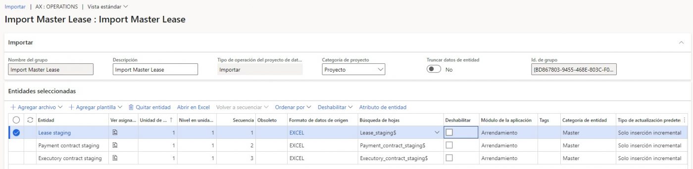 Import of financial leases Axazure