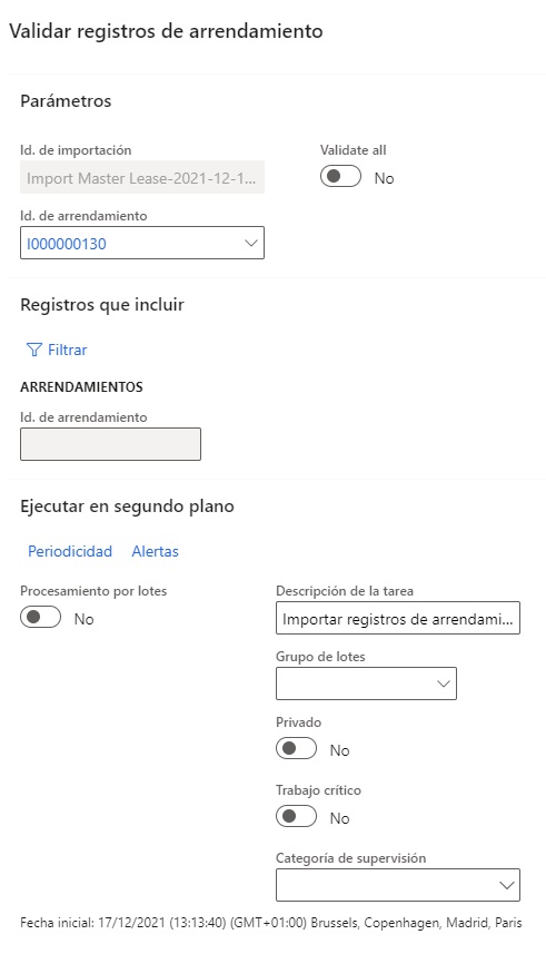 Importación de arrendamientos Axazure