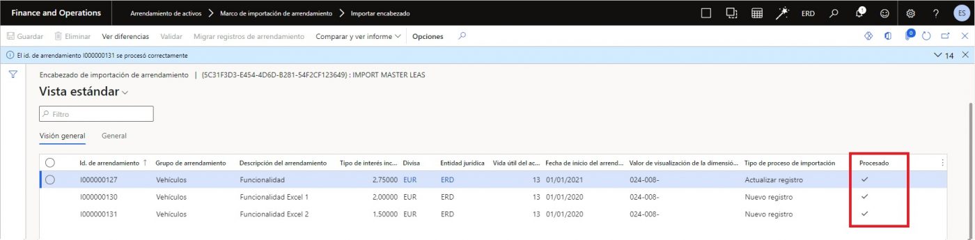 Import of financial leases Axazure