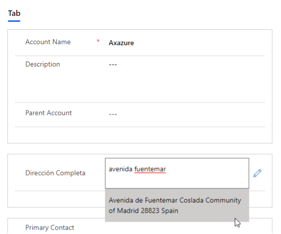 ¿Cómo usar el nuevo «Address input control» en model-driven app? Axazure