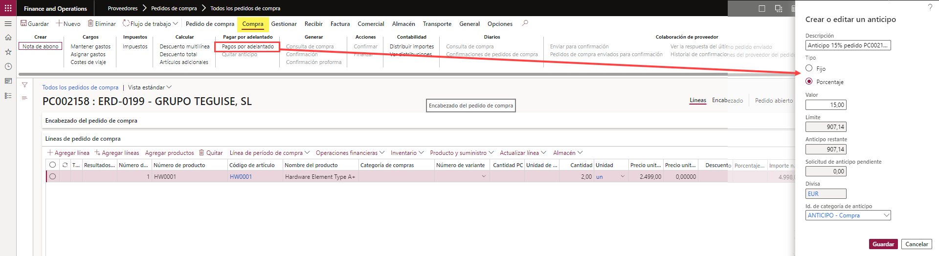 Pagos por adelantado y anticipos múltiples en factura a proveedores Axazure