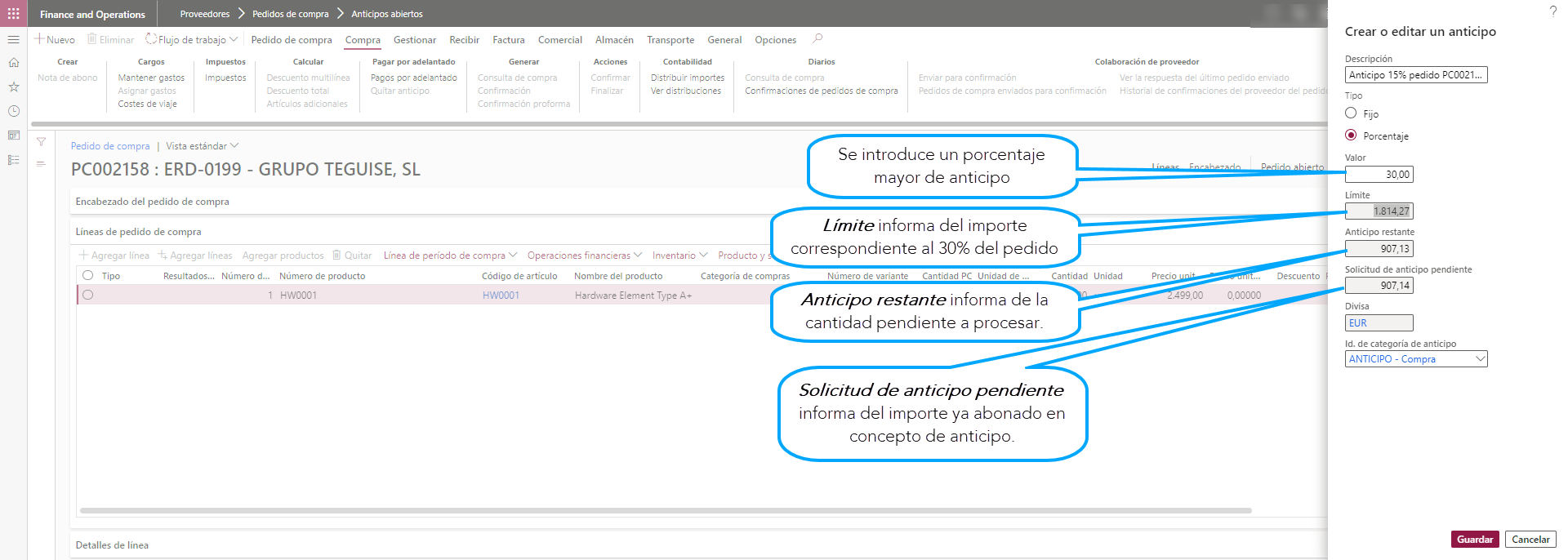 Pagos por adelantado y anticipos múltiples en factura a proveedores Axazure