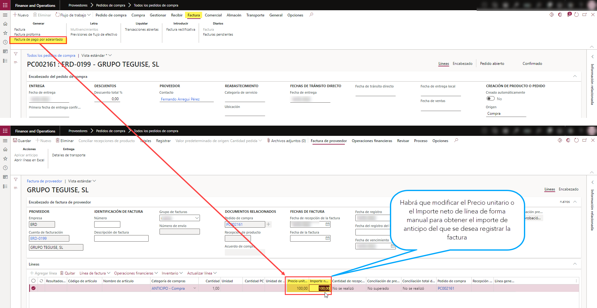 Pagos por adelantado y anticipos múltiples en factura a proveedores Axazure