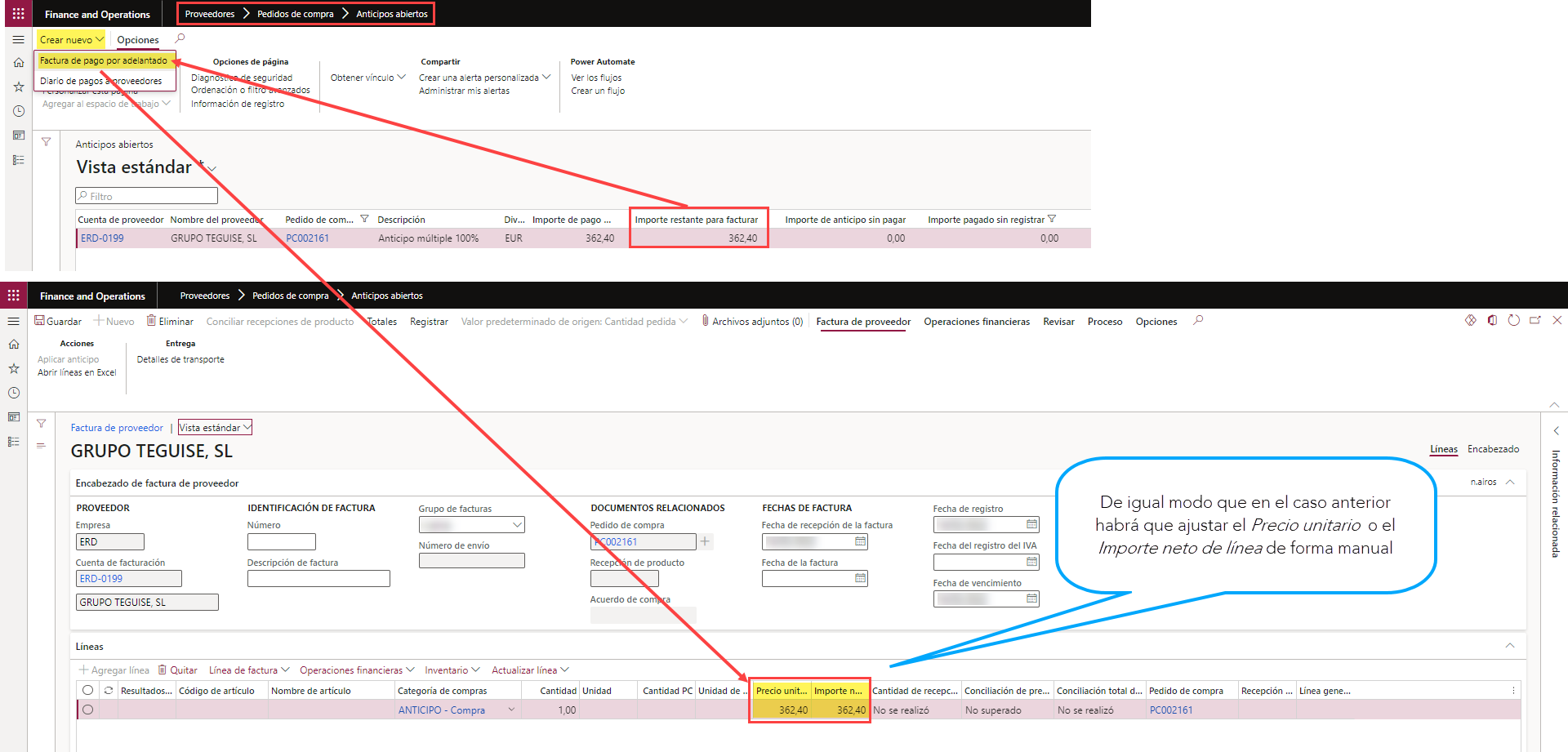 Advance payments and multiple advances on invoice to suppliers Axazure