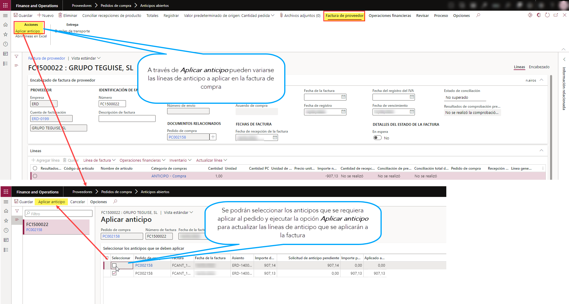 Pagos por adelantado y anticipos múltiples en factura a proveedores Axazure