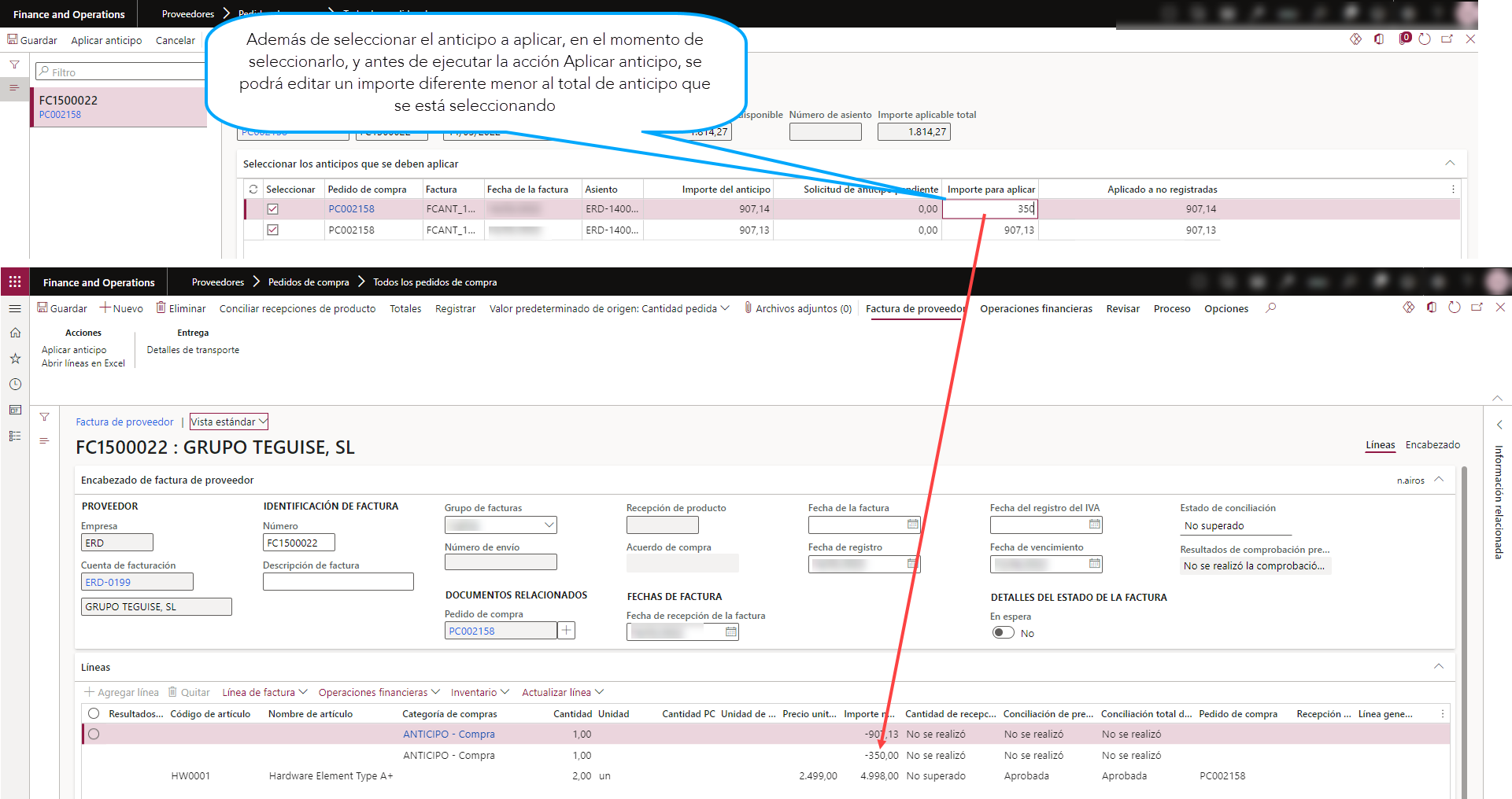 Pagos por adelantado y anticipos múltiples en factura a proveedores Axazure