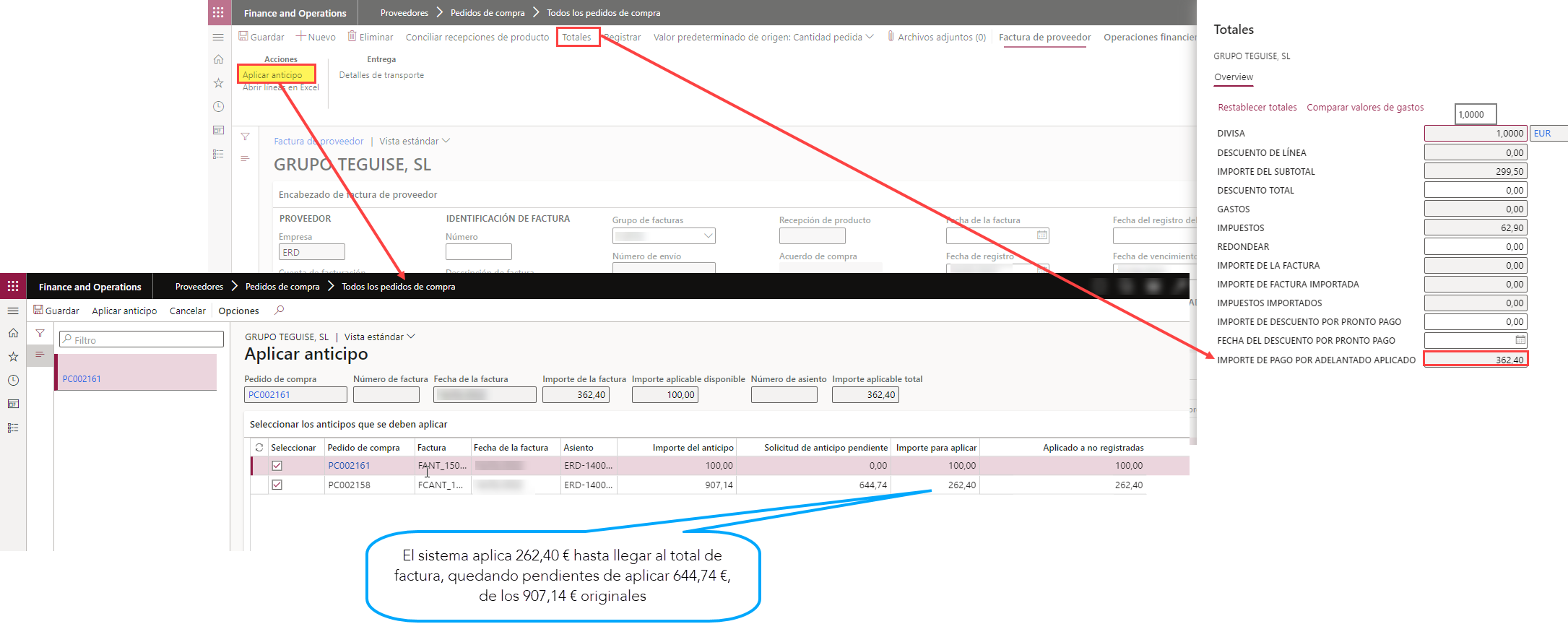 Pagos por adelantado y anticipos múltiples en factura a proveedores Axazure