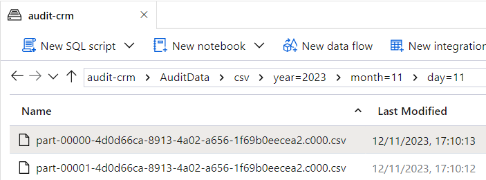 Export Dataverse audit to Data Lake using Azure Synapse and Spark Axazure